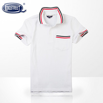 Lanshi school uniform student dress male and female white hit strip POLOT shirt DT-11216-D3