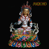 NEPALESE HANDICRAFTS TANTRIC BUDDHA STATUE PURE GILT COPPER PAINTED VAJRASATTVA BUDDHA STATUE HEIGHT 33CM