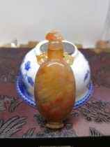 Puyu workshop coral Jade natural carved ice color snuff bottle Chinese style classical traditional ornaments furniture ornaments
