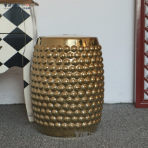 Neoclassical simple dressing stool modern gold plated silver ball shoe change stool high temperature ceramic drum stool