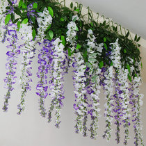 Simulation of wisteria flower fake flower Violet hanging flower Vine indoor wedding decoration rattan plastic string vine plant