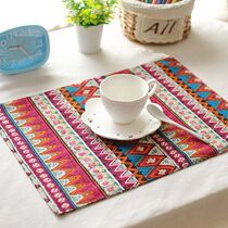 Alien rectangular wind bohemian geometric hemp cotton fabric Western food coaster bowl mat heat insulation pad