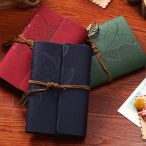 Vintage loose-leaf notebook leaf notepad business record Korean creative strap diary Kraft paper blank graffiti book