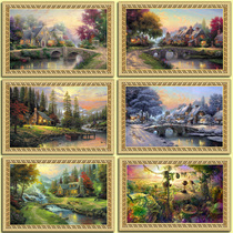 Royal Tribute Square wooden 1000 pieces puzzle Wooden warm four seasons scenery Spring summer autumn and winter Adult creative gift toys
