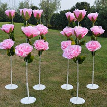 Wedding props flower 3 high branches of roses Wrought iron road leading flowers Wedding scene decoration with flower window background decoration