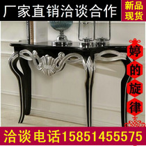 Neoclassical solid wood porch table decorative table European post-modern minimalist porch American semicircular carved door Hall Cabinet