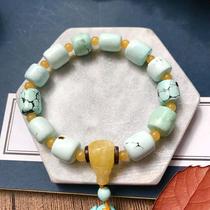 Zimei Turquoise 2031 Fidelity Hubei Original Mine Turquoise Bucket Beaded Bracelet About 98