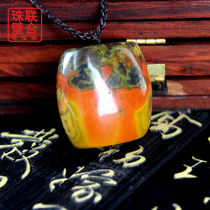 Ancient Warring States red agate large Lezi Wen play back cloud mens pendant Tibetan lady necklace pendant accessories