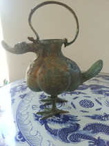 Imitation ancient bronzeware bird revered with sound and heavy red spot for a collection of ancient and playful objects