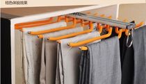 Cloakroom top-fit trousers rack telescopic double-row wardrobe Flocking Pants Rack Push-and-pull Western Pants Rack Five Gold Accessories