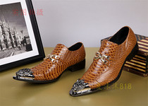 Leather daily hairstyle mens shoes personality young men soybean shoes nightclub show faucet shoes