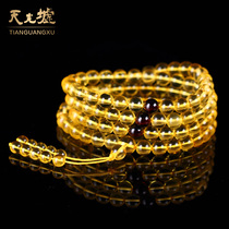 Tianguang Hui Jinpoer hand string mens natural amber hand string 108 female Buddha beads bracelet multi-ring with certificate