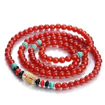 Crystal stalls classic red agate six-son Proverbs Buddha beads bracelet fashion multi-circle mens and women accessories