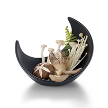 140082 high-grade porcelain tableware melamine A5 black frosted concave plate semi-round bowl Japanese and Korean cooking bowl