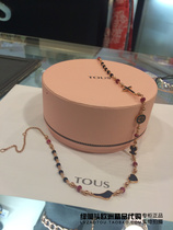European counter TOUS peach bear spinel Ruby sterling silver plated rose gold light luxury choker necklace female