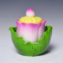 Color 4 inch pouch double leaf water purification cup Holy water cup water supply cup Fengshui cup for Buddha cup Buddhist hall supplies ceramics