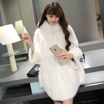 Mink fur coat whole mink mid-length Korean version large size imported mink velvet fur womens coat Haining 2022 new winter