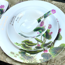 Chinese Restaurant Dining Room Catering Soup Flushing Hotel Swing Table Set Up of Bone China Cutlery Cutlery Hotel Bowls Tray Hem Tray