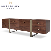 Modern minimalist metal walnut wood TV cabinet new Chinese style designer decent board room with furniture for the whole Nordic