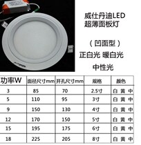 Vegedandy LED anti-glare cylinder light ultra-thin panel light 5-inch LED fog proof cylinder light 3W5W9W12W15W18W