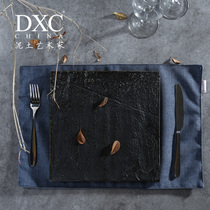  DXC creative ceramic Western tableware set Steak plate Japanese personality hotel restaurant white square flat plate