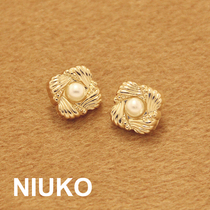 NIUKO Golden exquisite shirt button small square button elegant womens button clothing design DIY imitation pearl