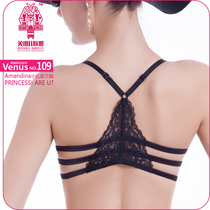Beauty back front button bra thin thick gathering summer girl sexy adjustable black underwear lace