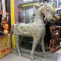 Thai crafts home decoration bronze war horse decoration solid wood carving Trojan ornaments Southeast Asia pastoral