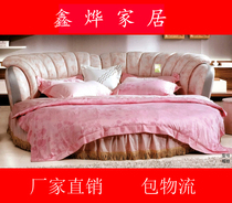  Audio round bed Soft bed Leather bed Double bed Leather art bed 2 2 2 meters large bed Leather bed