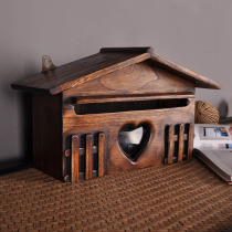 Southeast Asia hotel room supplies tissue box wooden house multifunctional storage tissue box wall hanging wooden paper box