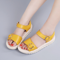 11 Girls Summer 12 Less Girls Han version Leisure sandals 13 Junior High School Students Big Boy 15-year-old Flat-bottomed Sandals