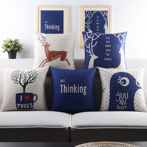 Nordic deer thickened cotton and linen pillow office waist living room sofa pillow car cushion art back dirt