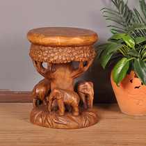 Thai crafts solid wood shoe bench wood carving round stool IKEA shoe stool for furniture fashion stool sofa