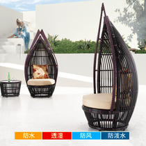 Outdoor furniture creative rattan chair coffee table three-piece set high-grade rough Vine balcony table and chair villa high back sofa combination