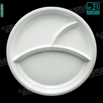 Garbo melamine tableware white plate canteen split Fast Food Plate steak plate imitation porcelain covered rice plate three grid D143