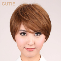 Delicate wig womens short straight hair fluffy oblique bangs short hair Japanese temperament OL style fashion high temperature silk short wig