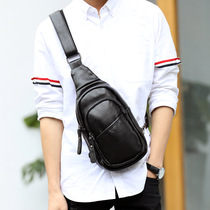 European new Korean leather mens breast bag multifunctional outdoor cross bag running bag leisure chest backpack men