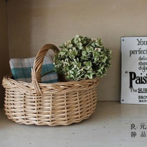 Liangyuan Jingpin Ying single tail goods wicker primary color small portable storage basket handmade needlework box