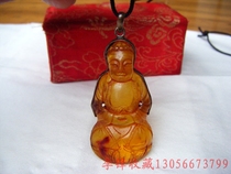 Qing Dynasty sculptor very beautiful Amber Shakyamuni Buddha statue pendant Jinpo Buddha Statue(Bao Zhen Bao Lao)