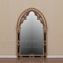 Nordic American Countryside Retro Window Shaped Bar Café Décor Décor Décor Dressing Goggles Suchengguan Wall-mounted Art Mirror