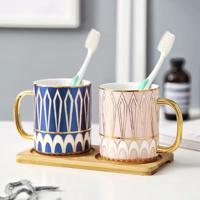 Mouthwash cup suit Nordic lovers toothbrush cup suit a pair of ceramic wash-up cup coated tooth cup minimalist for home