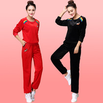 2020 New Fall Winter Leisure Sportswear Suit Women's Korean Gold Velvet Women's Skinny Korean Fashion Two-Piece Set