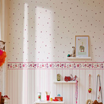 German original imported wallpaper non-woven childrens men and women baby room color flower dot waistline with striped plain color wallpaper