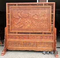  Dongyang wood carving solid wood plug-in screen nine fish figure floor-to-ceiling screen carving solid wood seat screen partition entrance partition