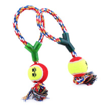 Pet gold wool cotton rope toy Y character cotton rope plus single ball dog toy ball pet rope knot HmR3dJ1kup