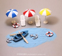 Simulation miniatures seaside beach boat sun umbrella scene anchor plastic micro scene hand-made ornaments