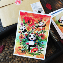 Clearance Full 28 Yuan Postcard Chinese Pink Panda Chinese Characteristics Classic Overseas Annual Meeting Gift