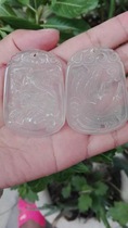 Natural dragon and phoenix pair brand White chalcedony high ice pendant Mens and womens dragon and Phoenix brand one each