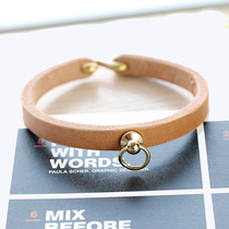 Dried Orange Peel Handmade S Hook Tannic Leather Pet Item Ring Kitty Dog Neck Ring Head Layer Cow Leather Genuine Leather Neck Ring Handring