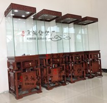 Solid wood jewelry display cabinet Rosewood antique hollow carved cultural relics antique ceramic Elm Middle Island Factory Direct